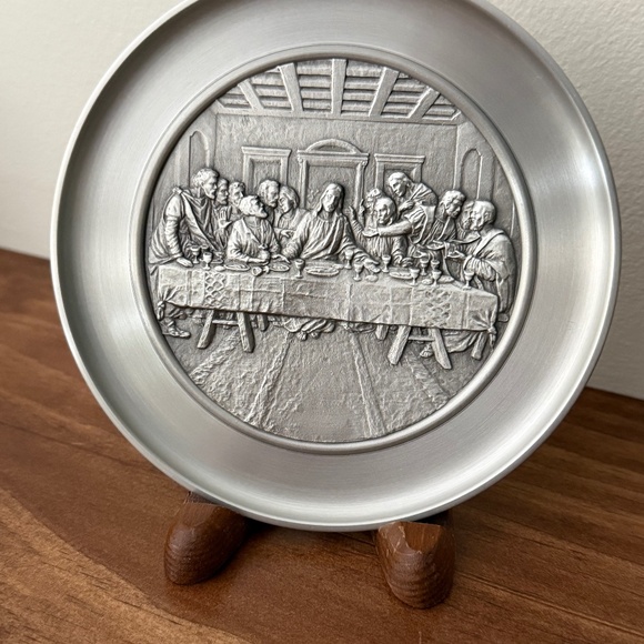 The Last Supper 3D Vintage Selangor Pewter Plate 5 5/8" - Picture 2 of 6